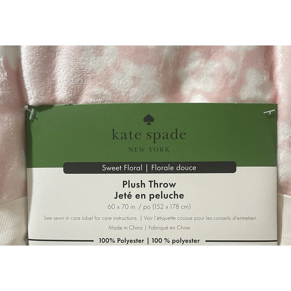 Kate Spade New York Sweet Floral Plush Throw Blanket - Pink & White (60
